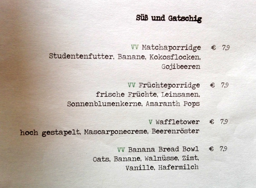 Frühstück, Auszug aus der Karte, Café Hildebrandt, Bild (c) kekinwien.at