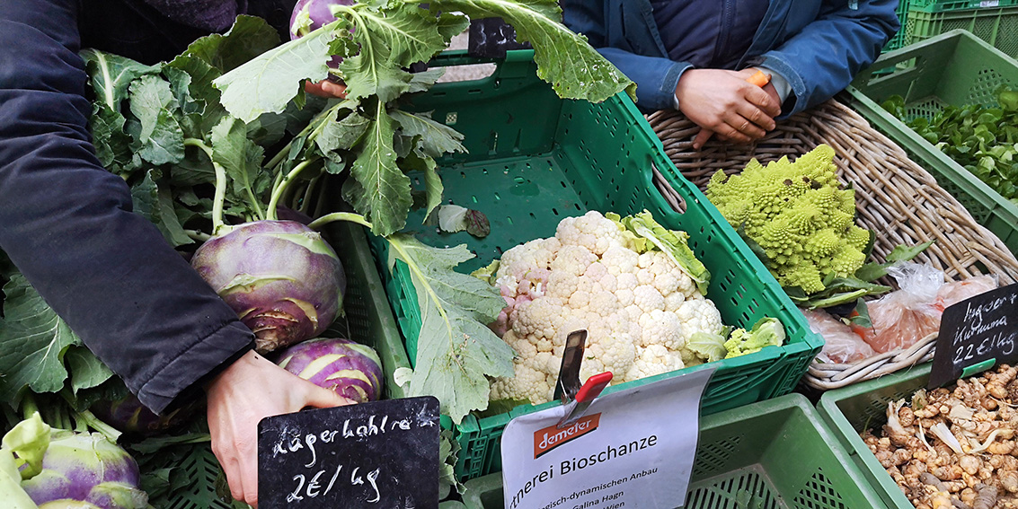 Demeter-Qualität auf dem Markt im Herbst, Bild (c) Mischa Reska - kekinwien.at